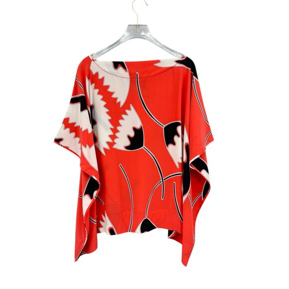 Diane von Furstenberg Floral Boat Neck Flowy Silk Tunic Top - Picture 7 of 14